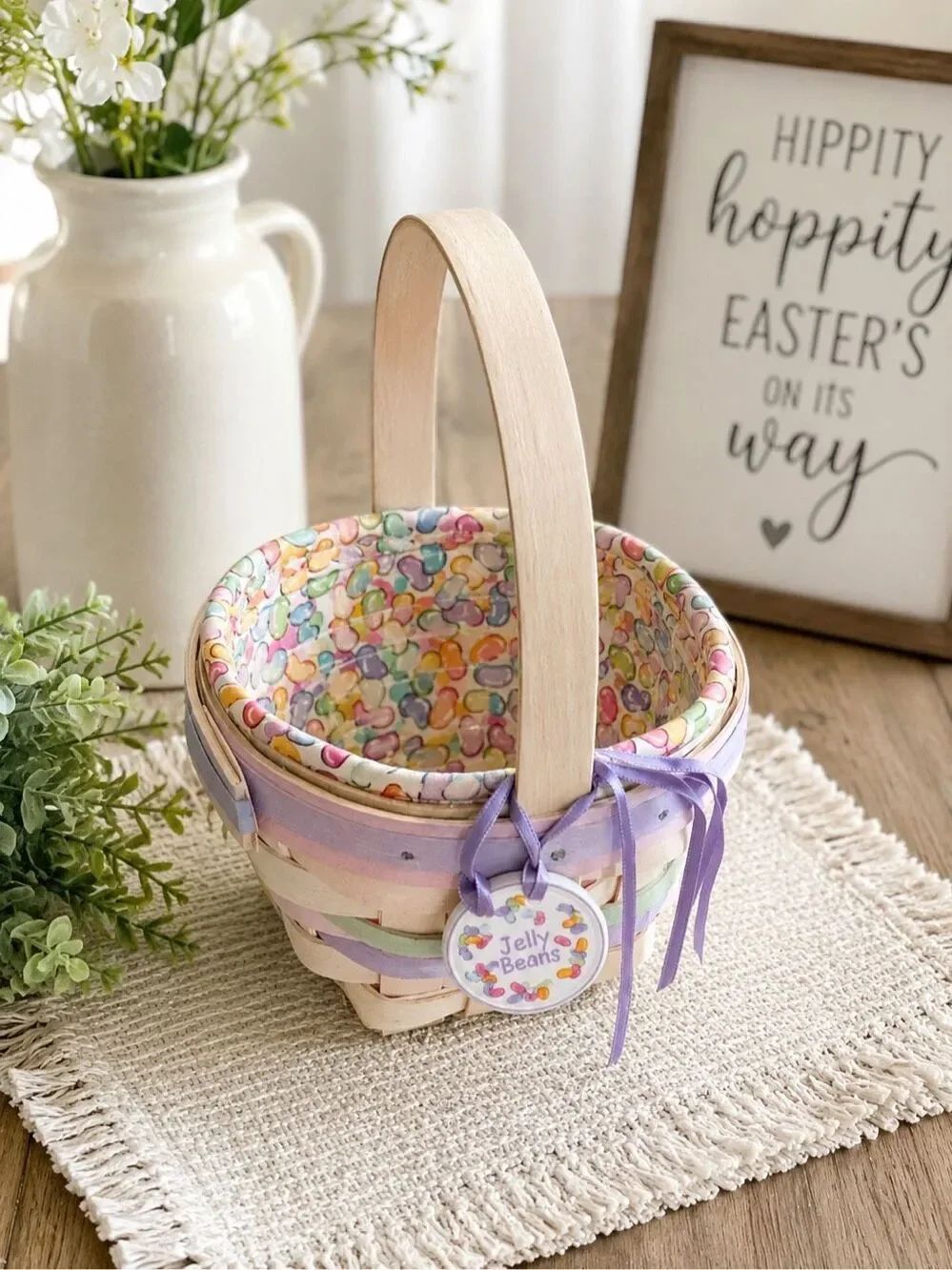 Longaberger 2000 Easter Jelly Bean Basket with Fabric Liner